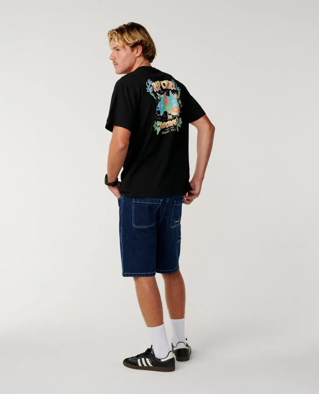 RIP CURL MENS AUS MAP DESTO TEE - BLACK