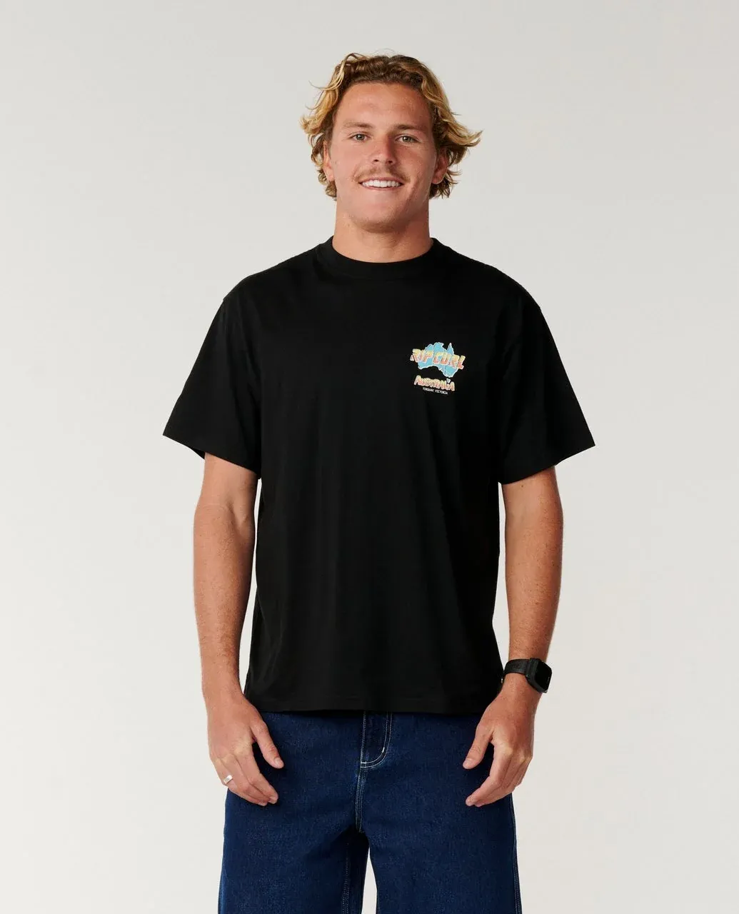 RIP CURL MENS AUS MAP DESTO TEE - BLACK
