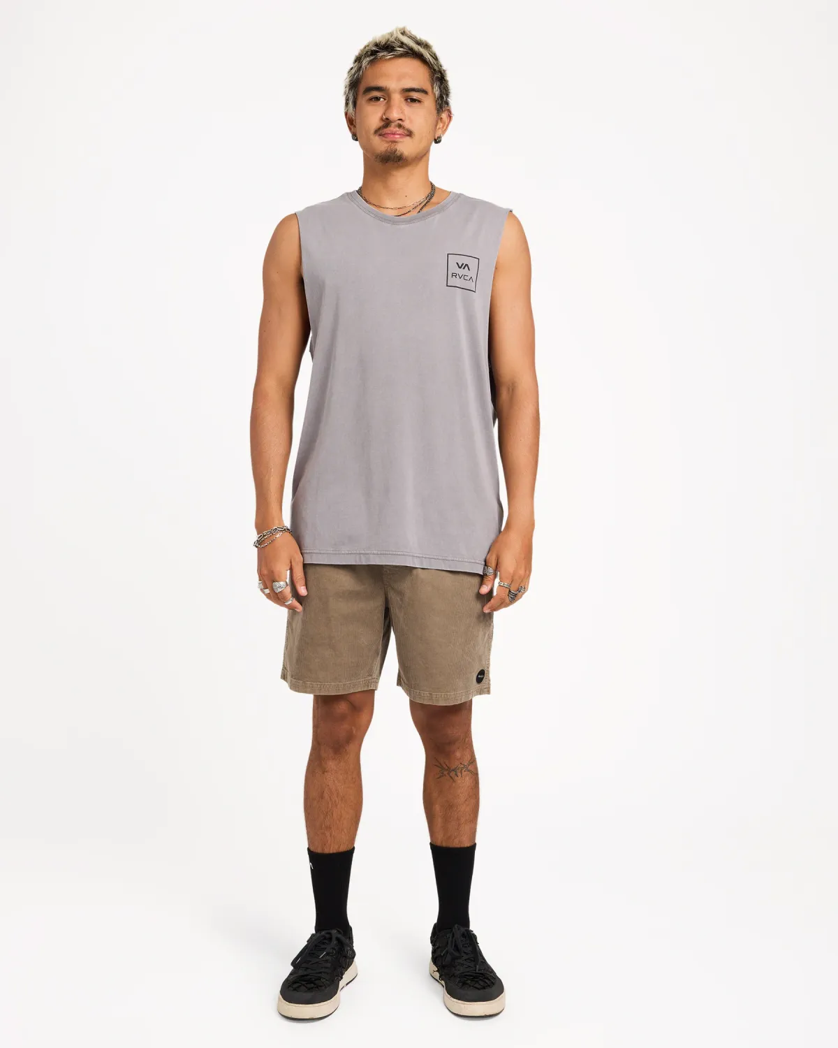 RVCA MENS VA ALL THE WAYS MUSCLE - SMOKE