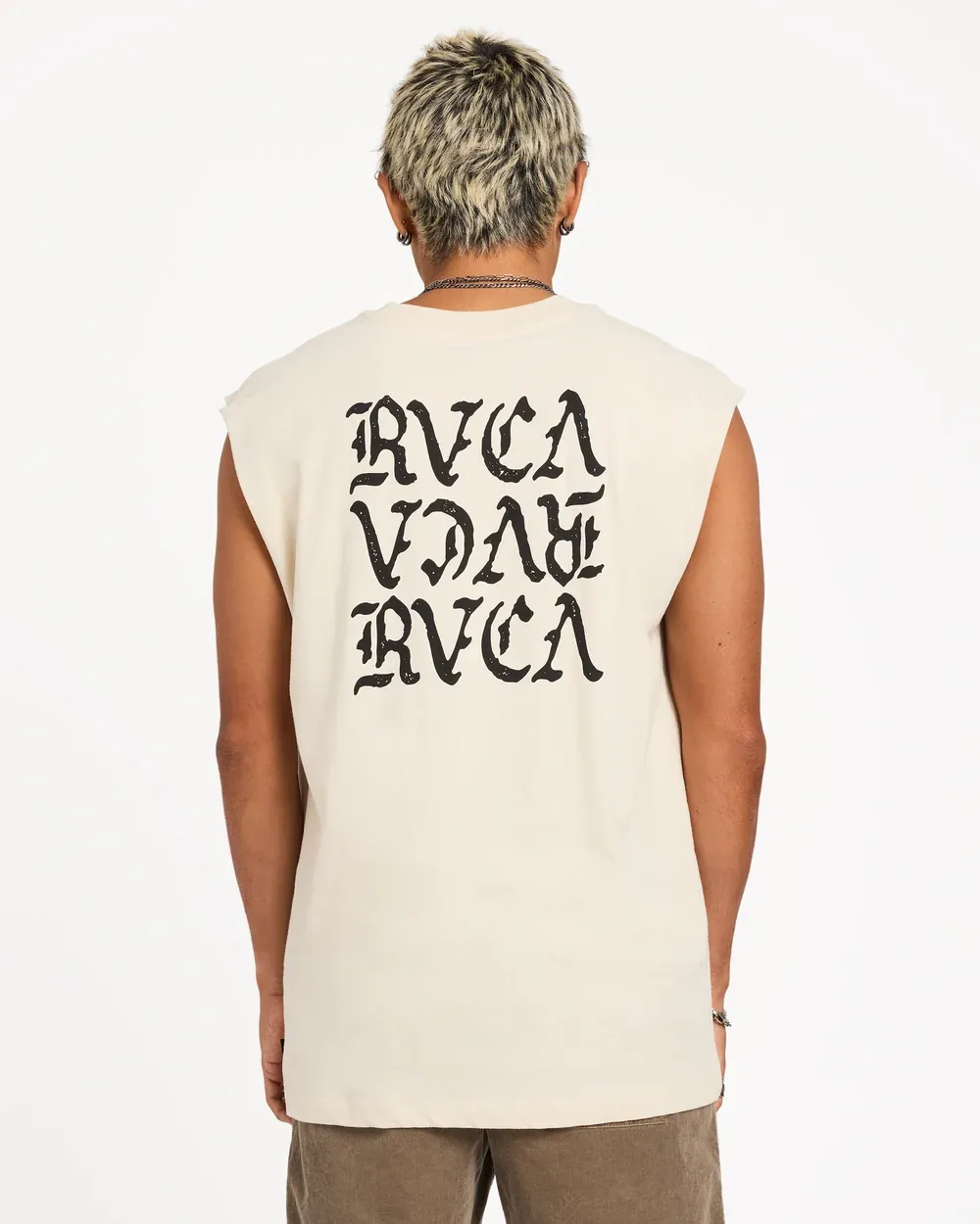 RVCA MENS RVCA STACKED MUSCLE - SILVER BLEACH