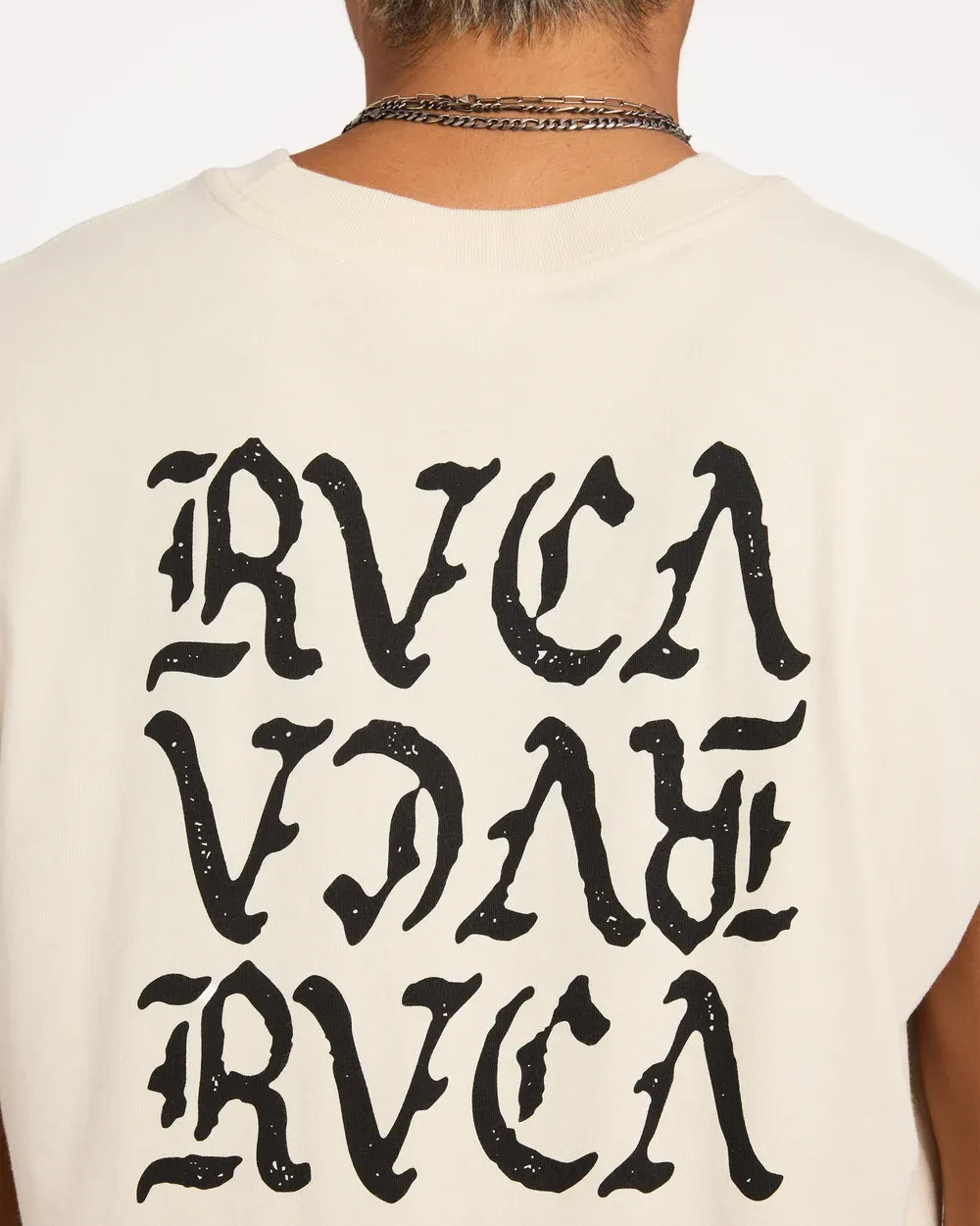 RVCA MENS RVCA STACKED MUSCLE - SILVER BLEACH