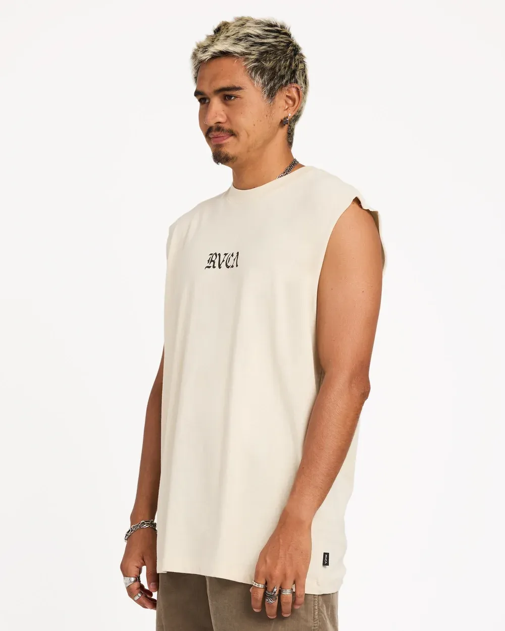 RVCA MENS RVCA STACKED MUSCLE - SILVER BLEACH