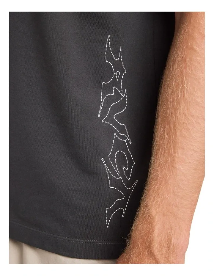 RVCA MENS STITCH RAGLAN SS TEE - PIRATE BLACK