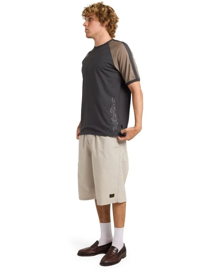 RVCA MENS STITCH RAGLAN SS TEE - PIRATE BLACK