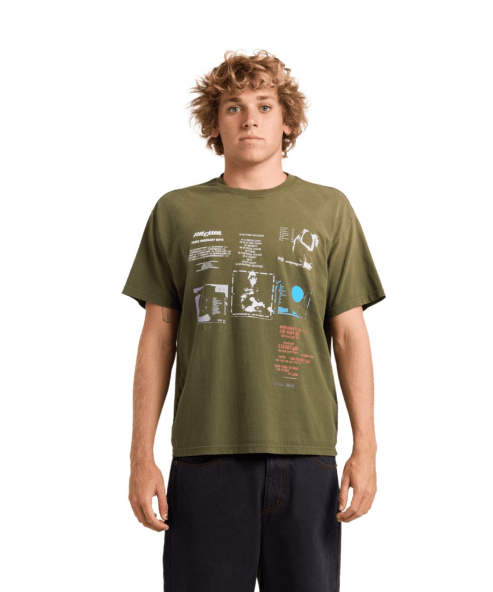 RVCA MENS BACK COVER 50 YEAR SS TEE - FATIGUE