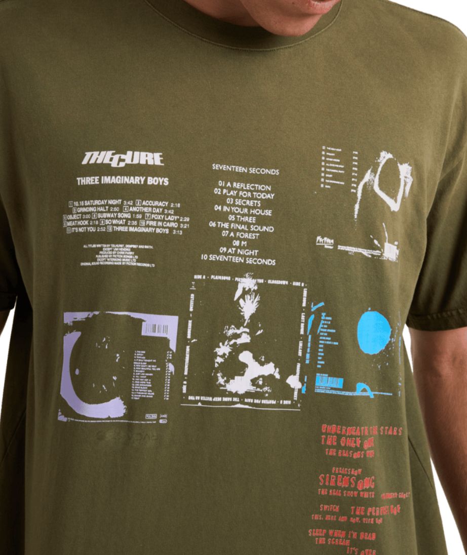 RVCA MENS BACK COVER 50 YEAR SS TEE - FATIGUE
