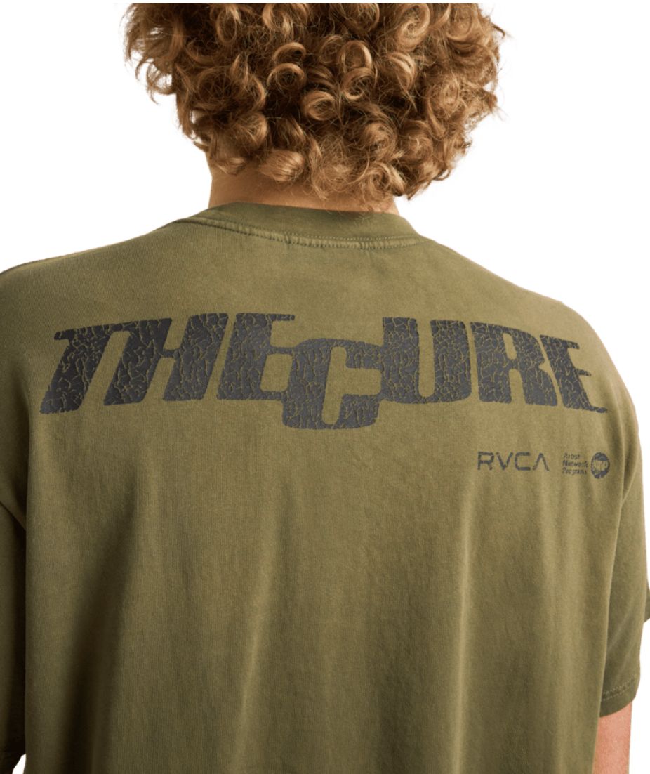 RVCA MENS BACK COVER 50 YEAR SS TEE - FATIGUE