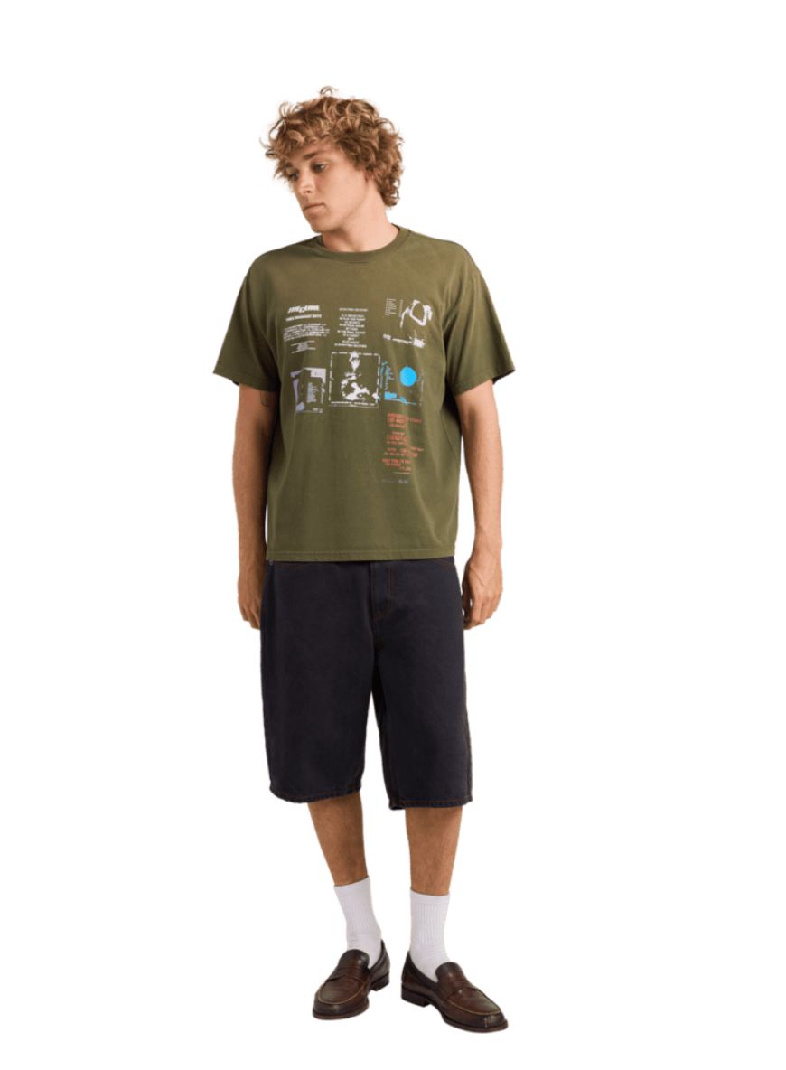 RVCA MENS BACK COVER 50 YEAR SS TEE - FATIGUE