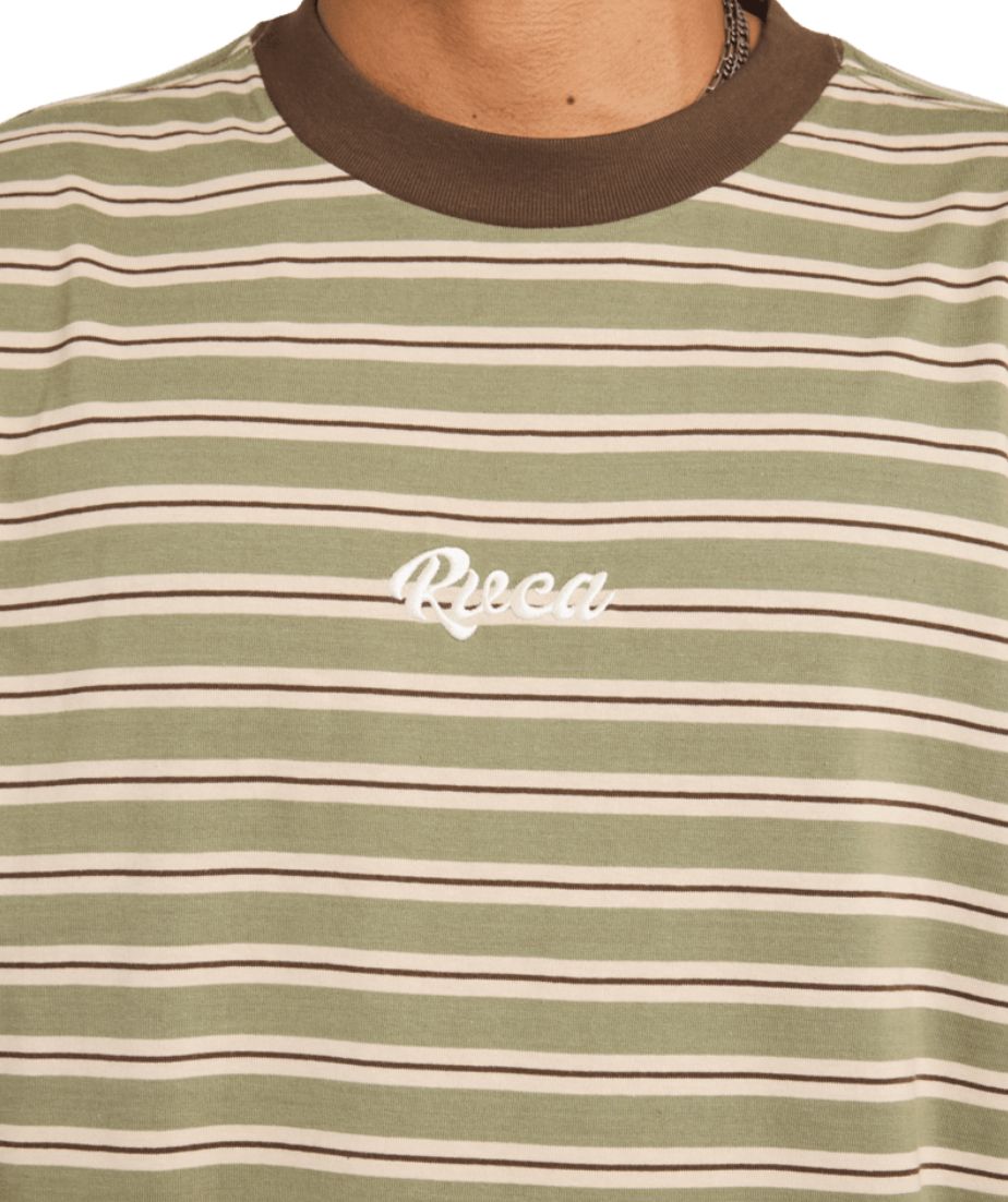 RVCA MENS EXOTICA STRIPE SS TEE - ARMY