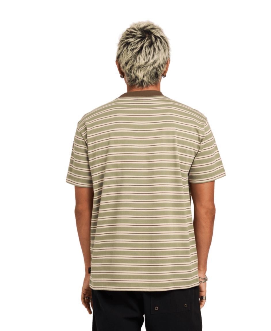 RVCA MENS EXOTICA STRIPE SS TEE - ARMY