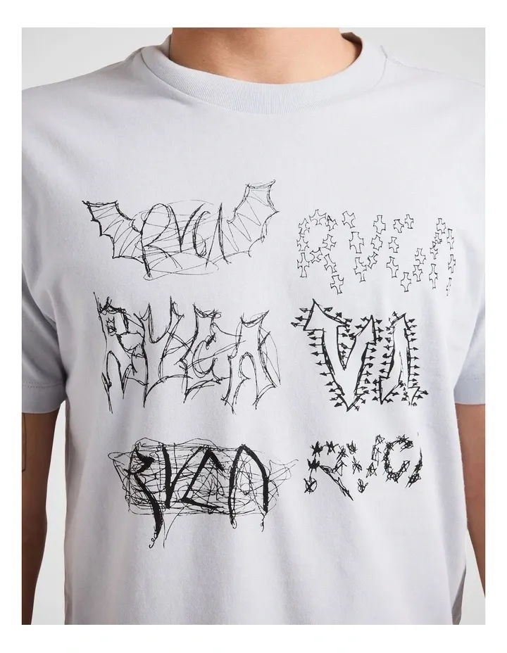 RVCA MENS SCRIBBLE SS TEE - SKY BLUE