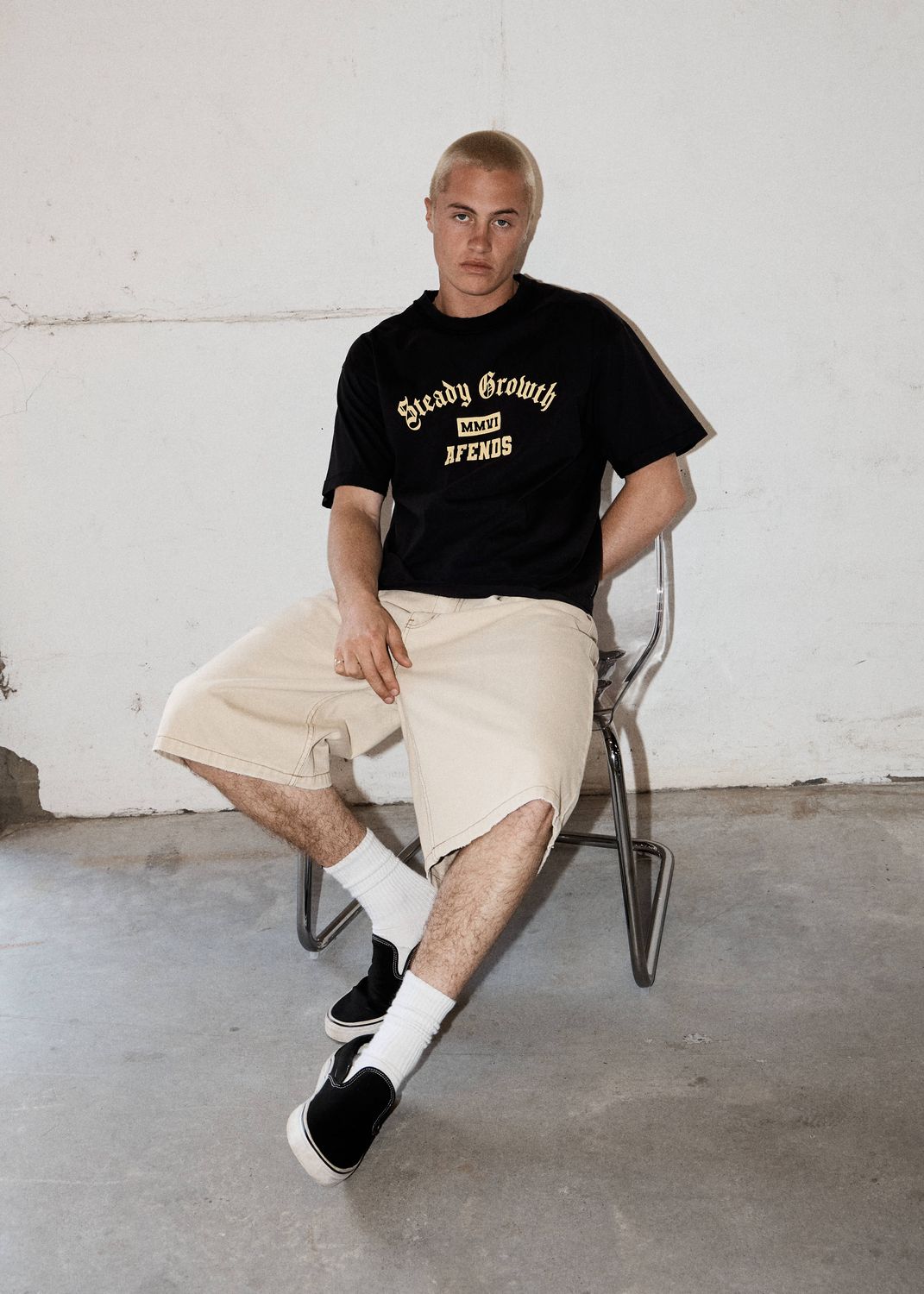 AFENDS MENS GROWTH - HEAVYWEIGHT BOXY TEE - STONE BLACK