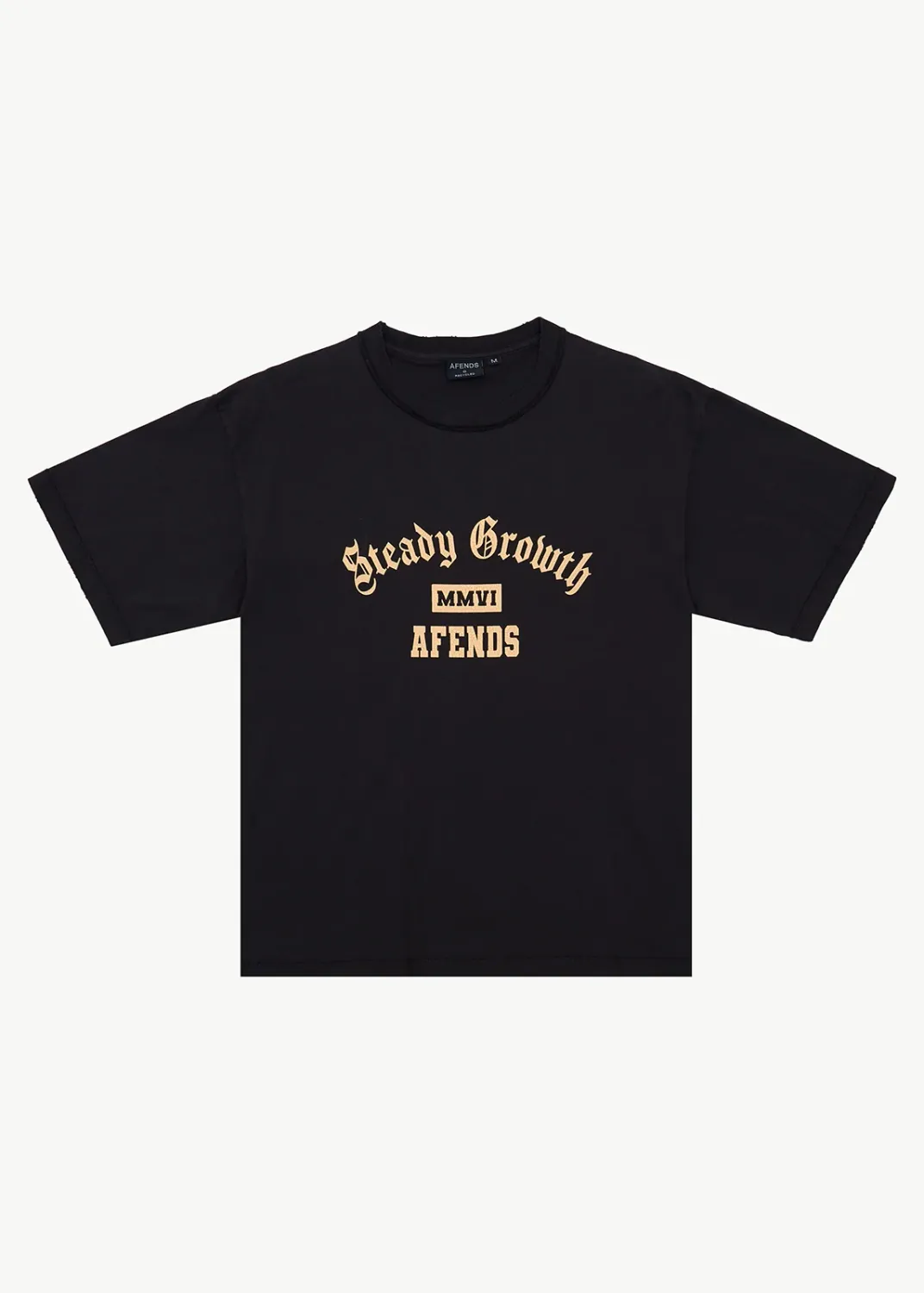 AFENDS MENS GROWTH - HEAVYWEIGHT BOXY TEE - STONE BLACK