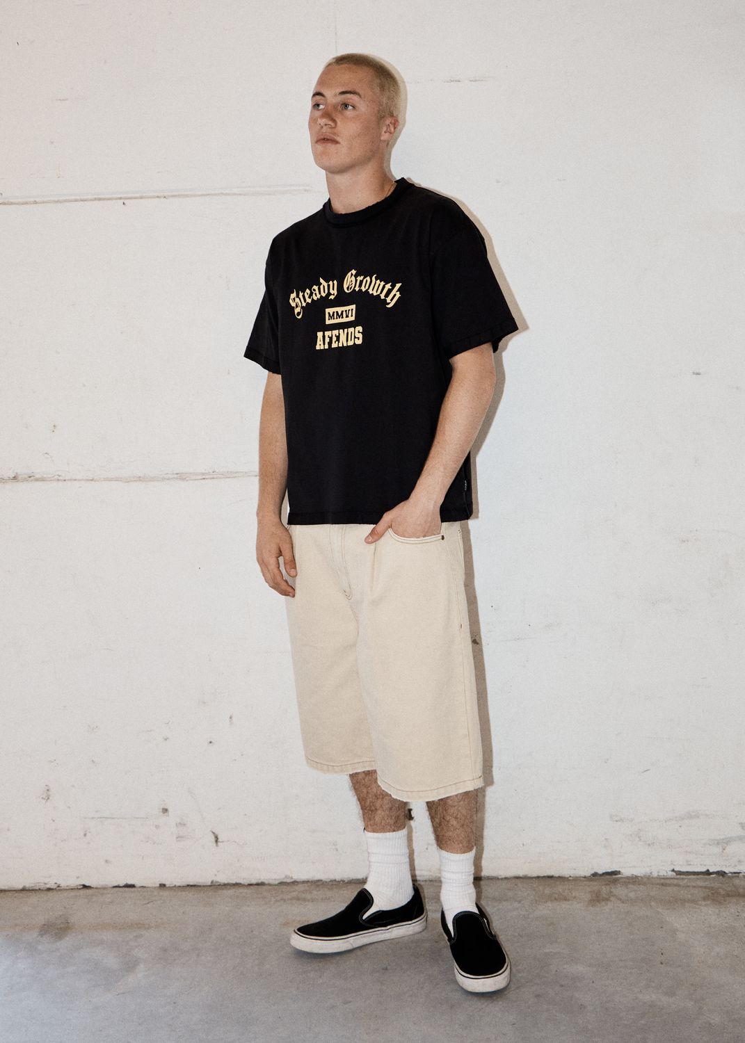 AFENDS MENS GROWTH - HEAVYWEIGHT BOXY TEE - STONE BLACK