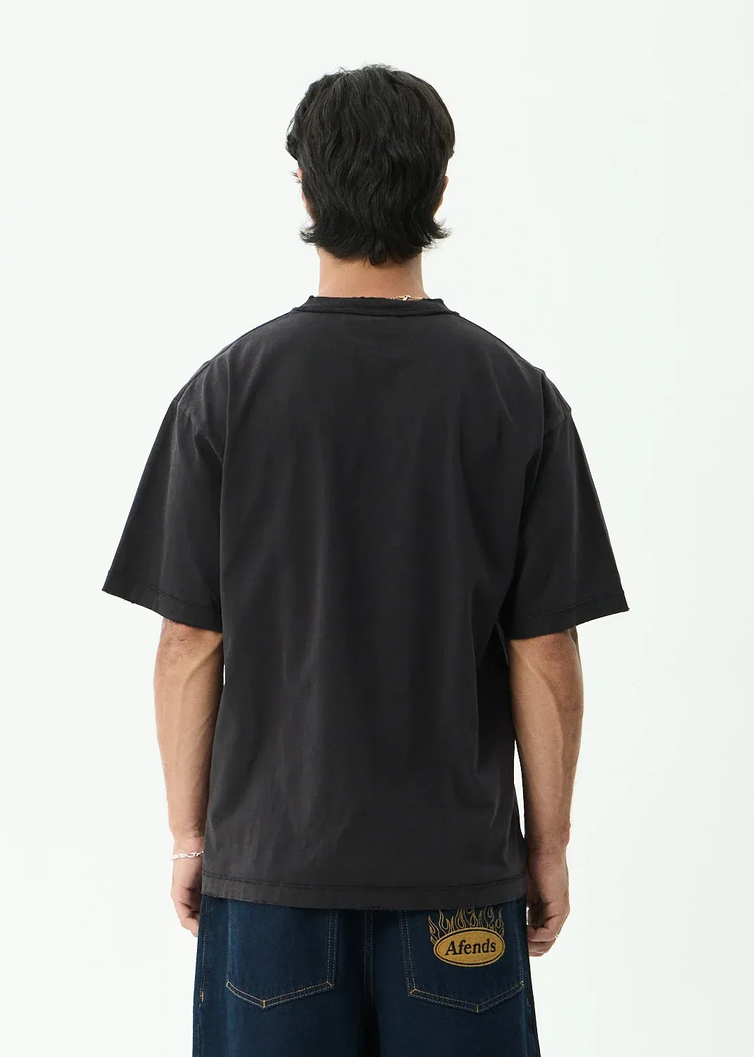 AFENDS MENS GROWTH - HEAVYWEIGHT BOXY TEE - STONE BLACK