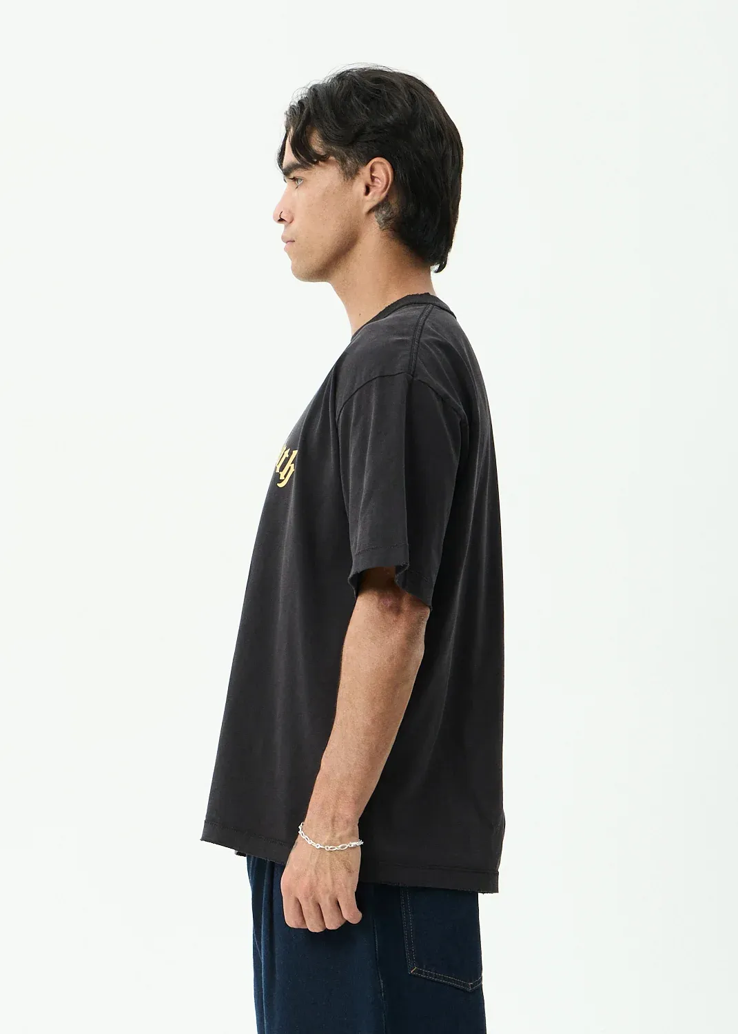 AFENDS MENS GROWTH - HEAVYWEIGHT BOXY TEE - STONE BLACK