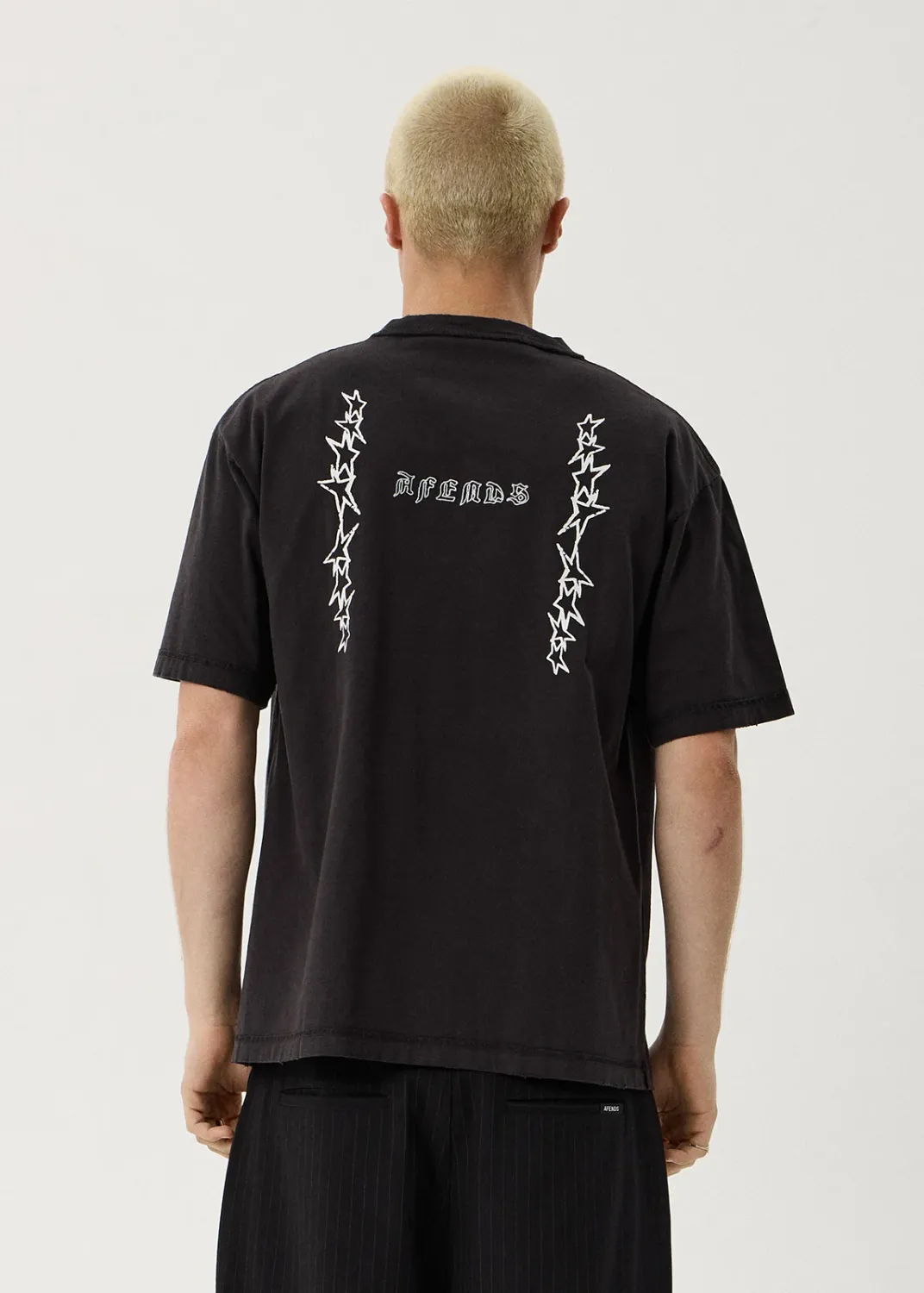 AFENDS MENS CONSTELLATION - HEAVYWEIGHT BOXY TEE - STONE BLACK