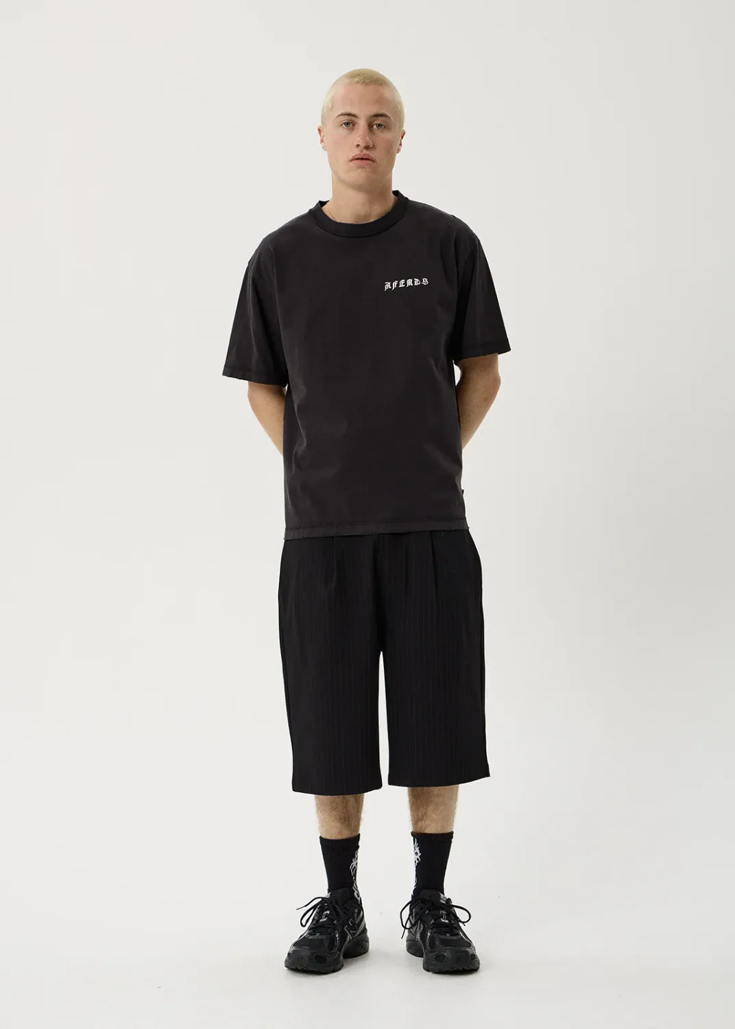 AFENDS MENS CONSTELLATION - HEAVYWEIGHT BOXY TEE - STONE BLACK