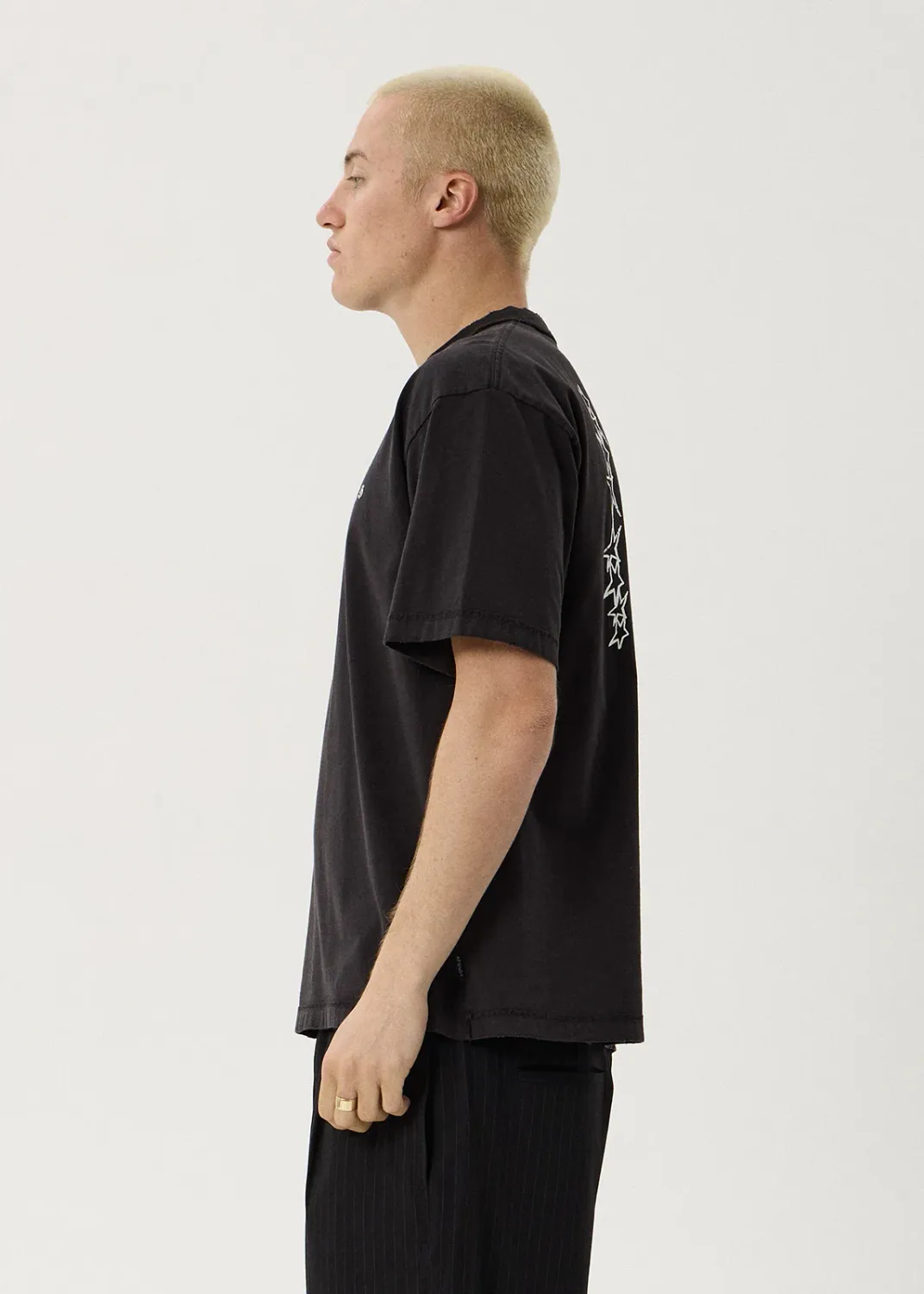 AFENDS MENS CONSTELLATION - HEAVYWEIGHT BOXY TEE - STONE BLACK