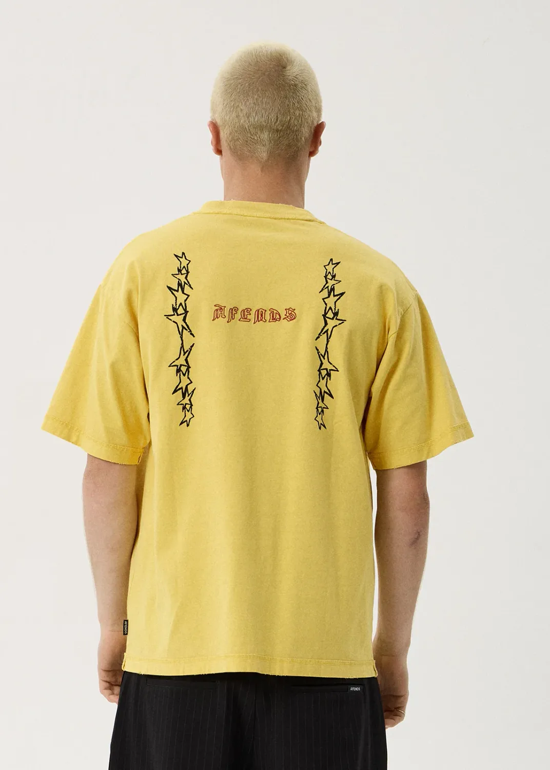 AFENDS MENS CONSTELLATION - HEAVYWEIGHT BOXY TEE - VINTAGE MANGO