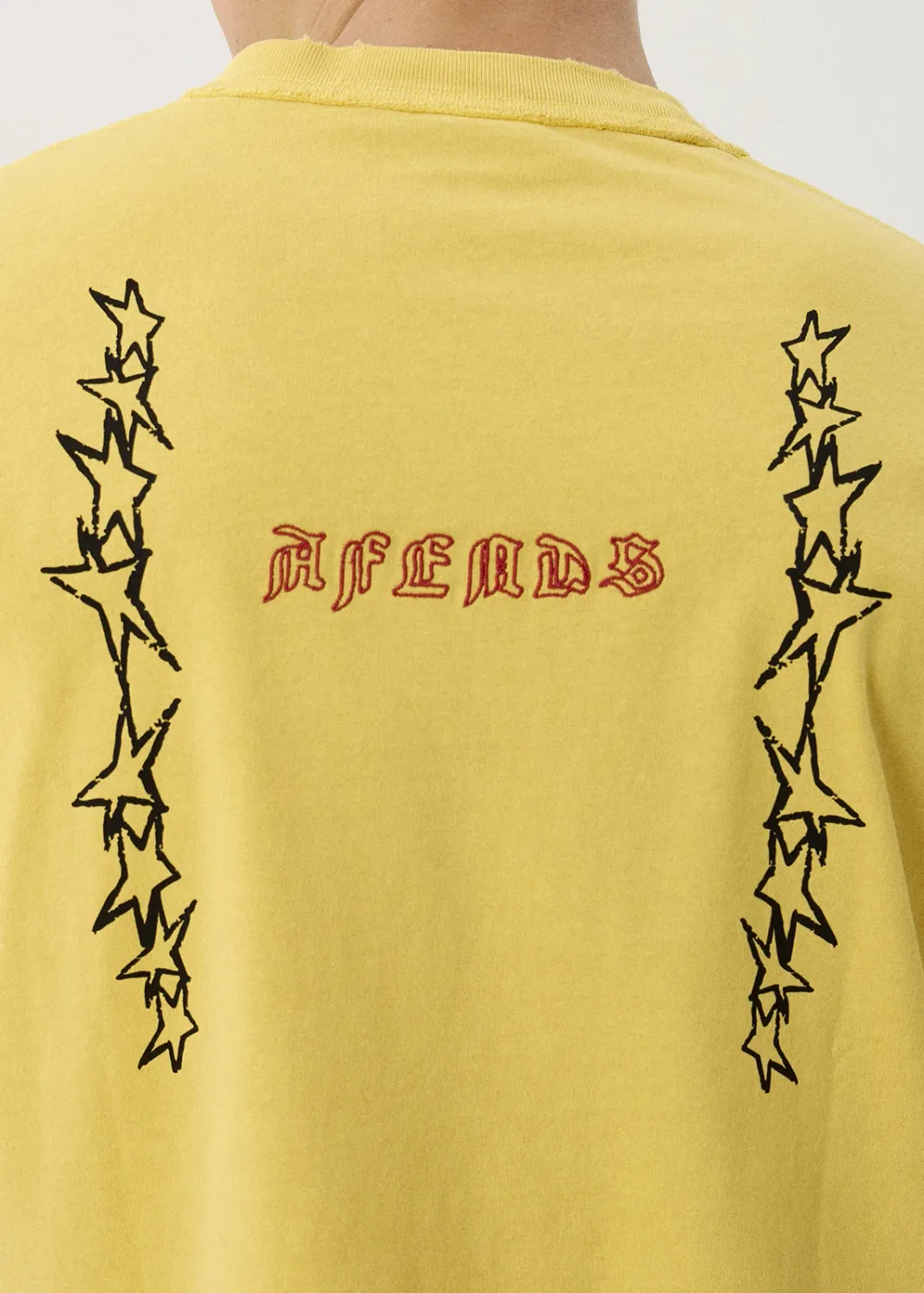 AFENDS MENS CONSTELLATION - HEAVYWEIGHT BOXY TEE - VINTAGE MANGO