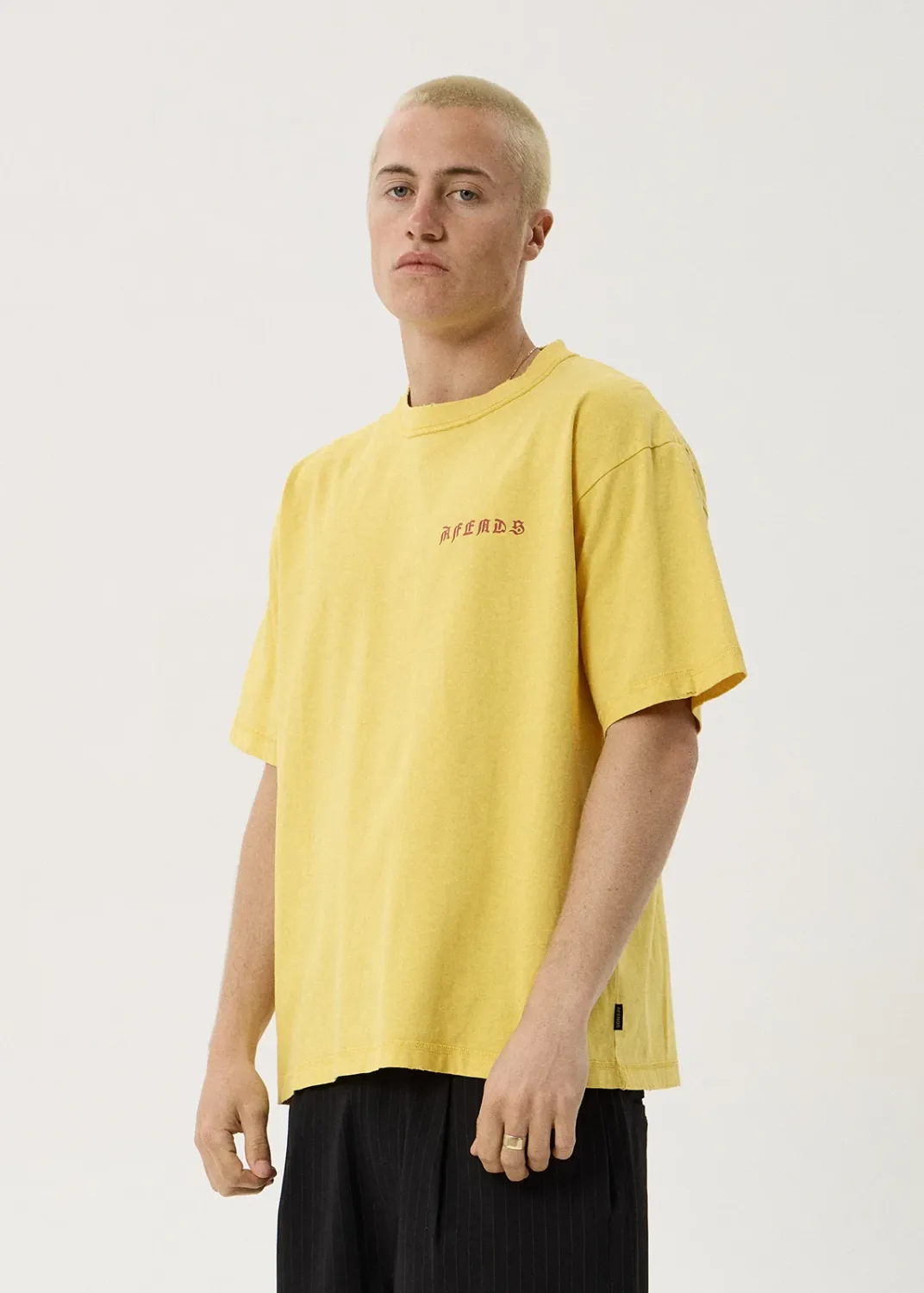AFENDS MENS CONSTELLATION - HEAVYWEIGHT BOXY TEE - VINTAGE MANGO