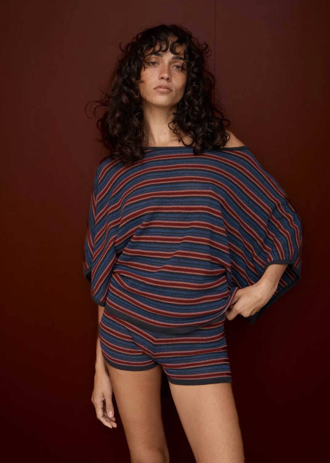 AFENDS WOMENS PIPPA - KNIT SHORT - CLUB STRIPE
