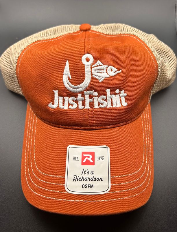 CUSTOM TRUCKERS HAT Rust & Tan, White Logo
