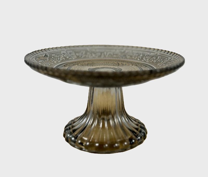 glazen schaaltje op voet grijs 14.5 cm