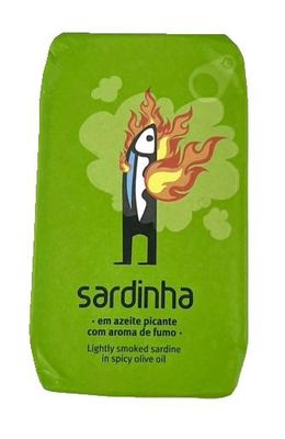 sardines in blik gerookt en pikant in decoratieve 
verpakking