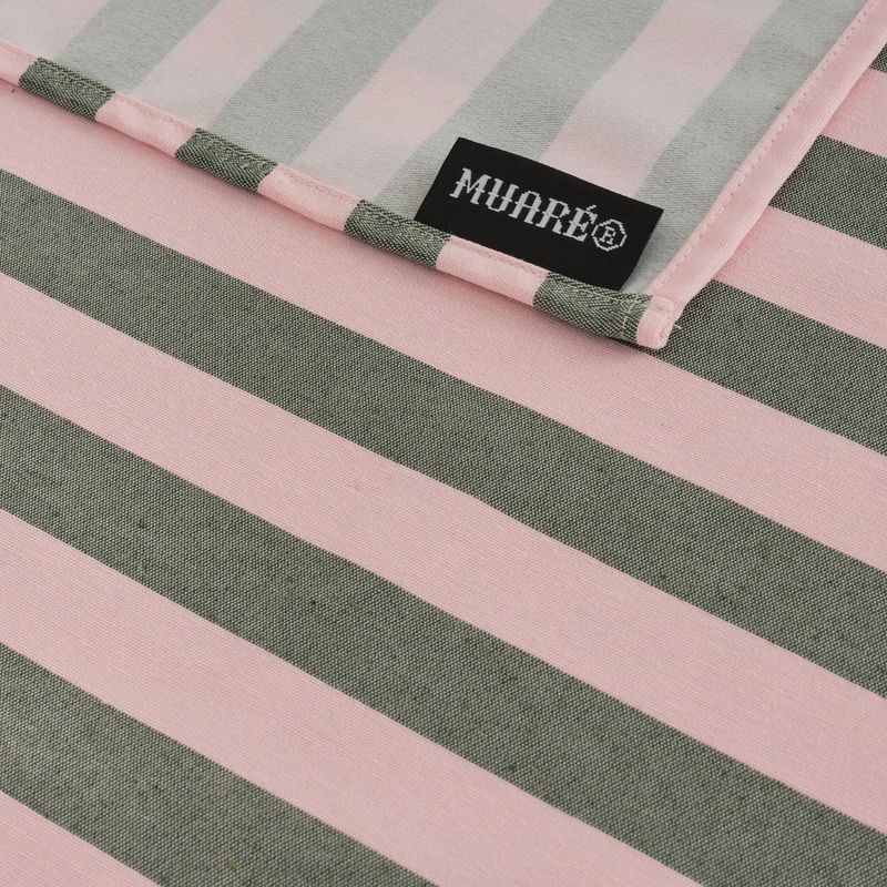 tafelkleed gestreept roze groen met vlekbestendige coating voor binnen en buiten