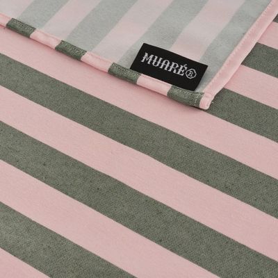 tafelkleed gestreept roze groen met vlekbestendige coating voor binnen en buiten