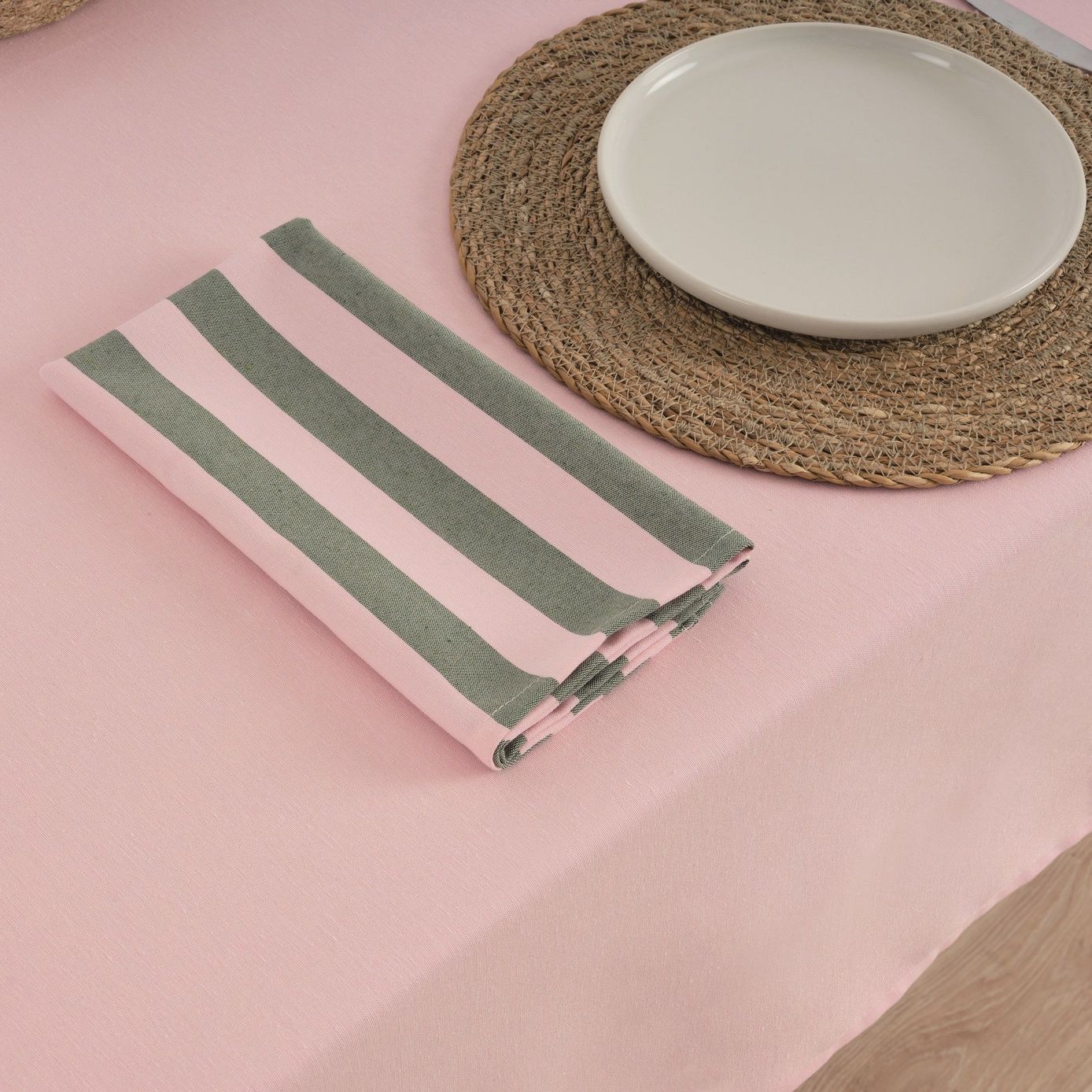 Servet 45x45 cm rosa en mos groen