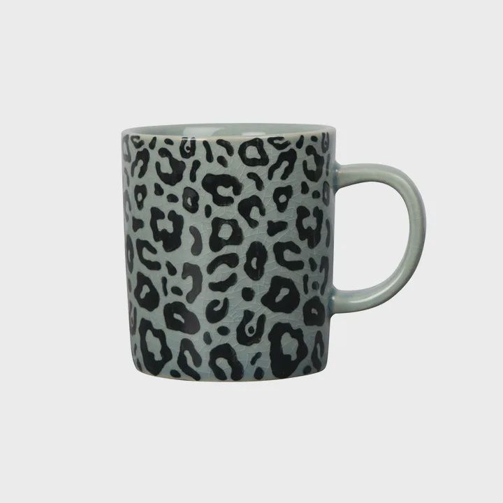 koffiekopje grijs met panterprint en oor