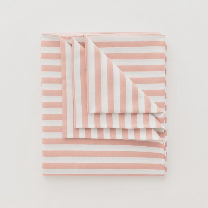 tafelkleed gestreept wit zalm roze met vlekbestendige coating voor binnen en buiten