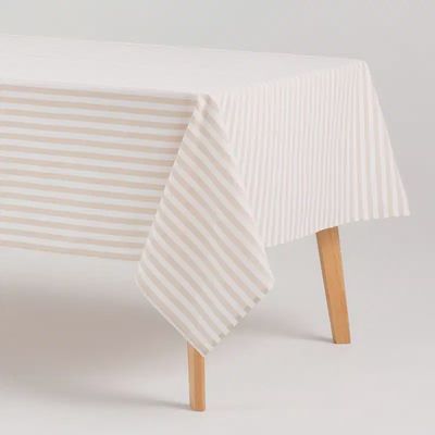 Tafelkleed 300x160 cm Beige gestreept