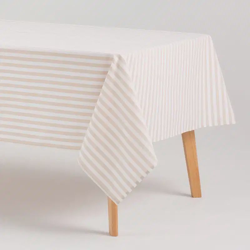 Tafelkleed 300x160 cm Beige gestreept