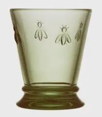 Groen waterglas met bijenmotief