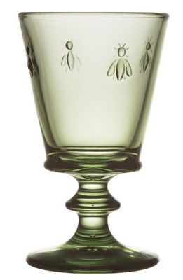 Groen wijnglas met bijenmotief