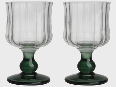 Set van twee wijnglazen van Della Nonna met groene voet