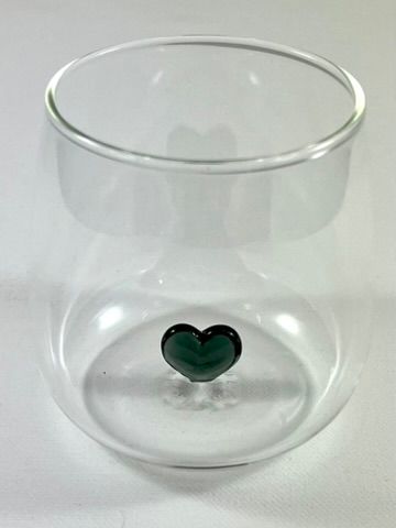Waterglas met zwart hartje 9 cm
