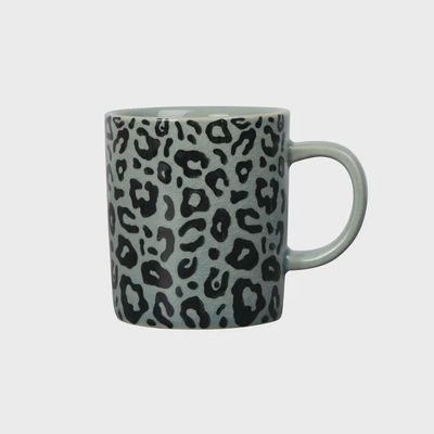 koffiekopje grijs met panterprint en oor