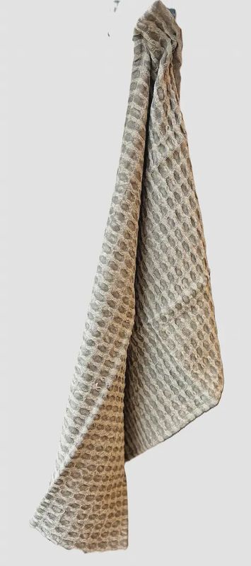 Grijze katoenen theedoek 50x70 cm met wafelpatroon voor keuken