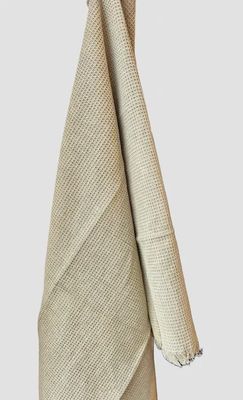 Beige katoenen theedoek 50x70 cm met mini wafelpatroon voor keuken