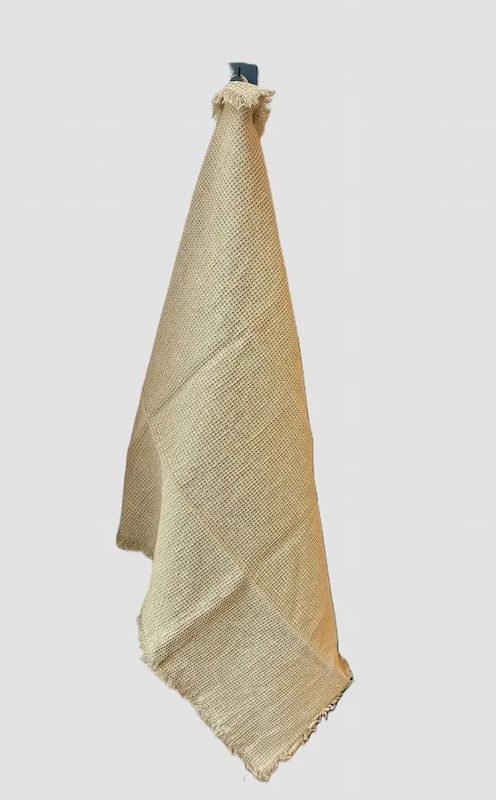 Beige katoenen theedoek 50x70 cm met mini wafelpatroon voor keuken