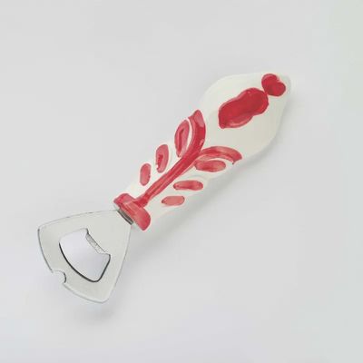 Handgedecoreerde Vietrese kurkentrekker met pomodoro-logo van Italianavera