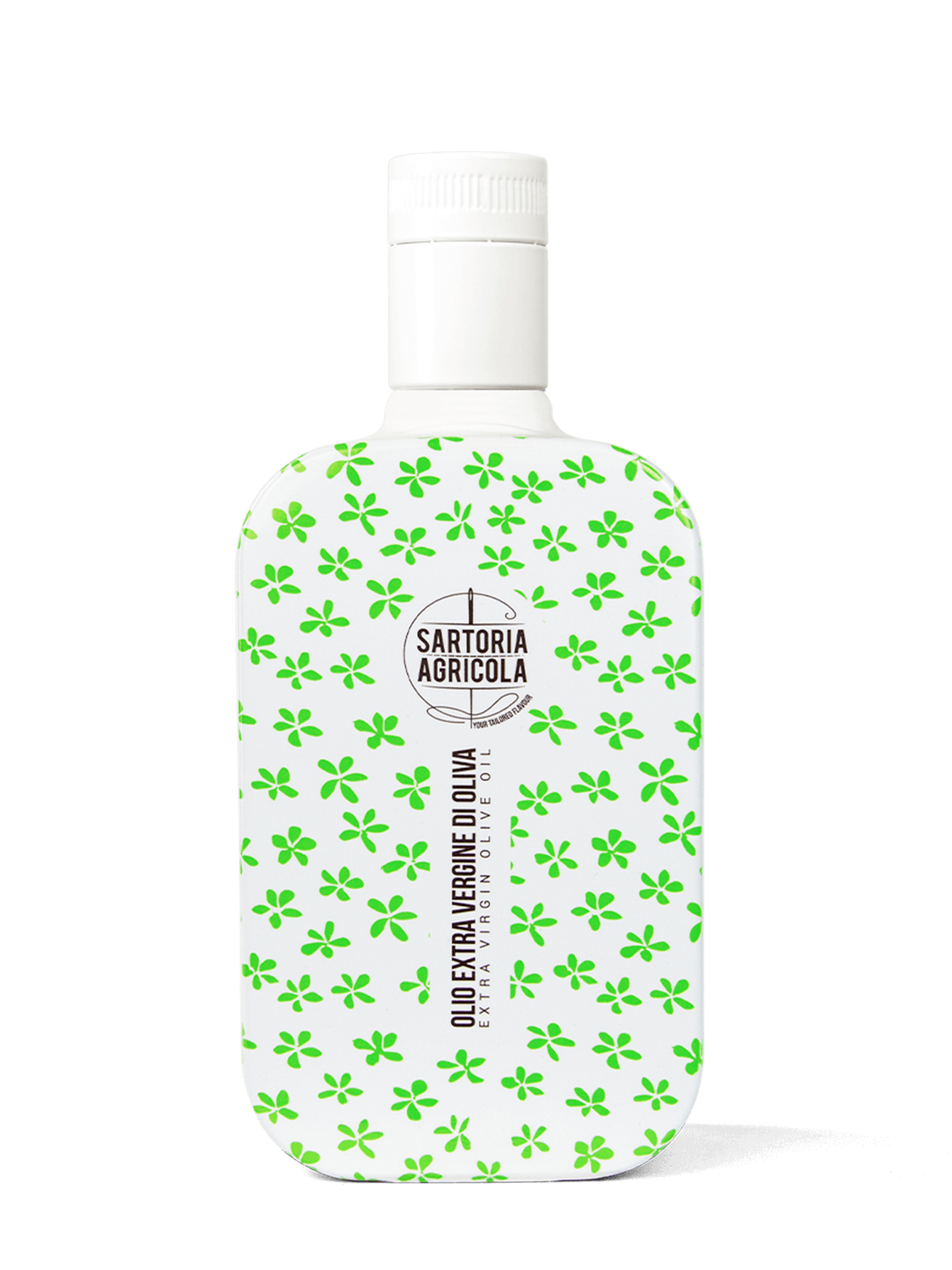 Extra vierge olijfolie Green Flower licht fruitig 500 ml uit Puglia in glazen designfles