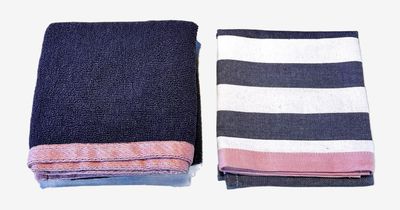 theedoek en handdoek set paars en roze van Lifa Home katoenen keukentextiel set