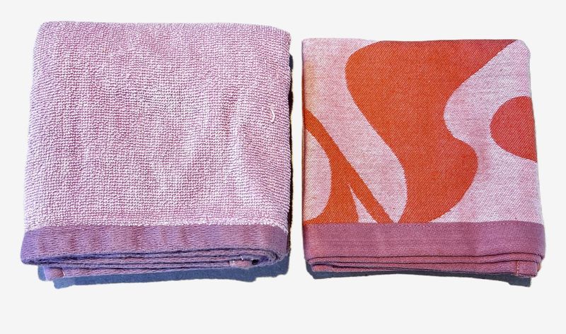 theedoek en handdoek set oranje en roze van Lifa Home katoenen keukentextiel set