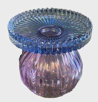 amuse schaaltje van glas blauw en paars klein serveerschaaltje voor hapjes